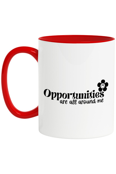StoryGift Romania Cana cu o floare si mesajul "Opportunities are all around m...