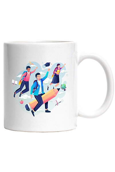 StoryGift Romania Cana Cu Elevi, Creion, Carte, Echer, Multicolor 330 ml, Cer...