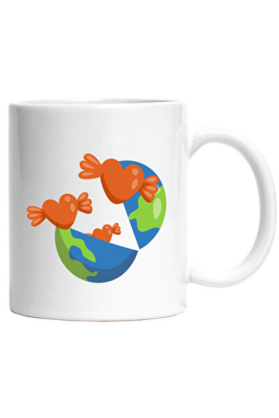 StoryGift Romania Cana Cu Planeta, Glob, Bomboane, Inima, Multicolor 330 ml, ...