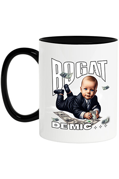 StoryGift Romania Cana bebelus in costum Bogat de mic bani , 330ml, Ceramica ...