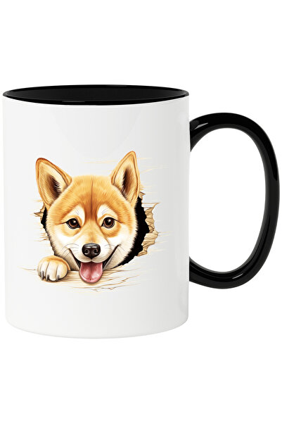 StoryGift Romania Cana cu un catel Akita Inu care scoate capul printr-o gaura...