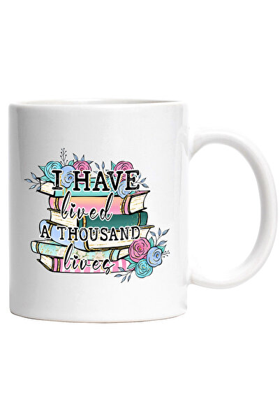 StoryGift Romania Cana cu un teanc de carti cu mesajul "I have lived a thousa...