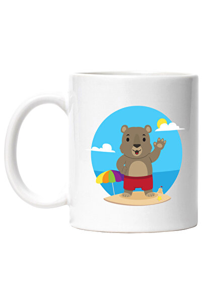 StoryGift Romania Cana Cu Urs, Plaja, Mare, Soare, Multicolor 330 ml, Ceramic...