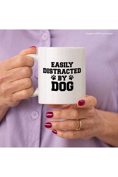 StoryGift Romania Mug for those who are easily distracted by dogs with text in English, with white handle