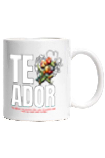 StoryGift Romania Cana Text Romantic Te Ador Cadou Valentine's Day Dragoste, 330ml, Ceramic cu Man, Cu Maner Alb