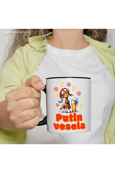 StoryGift Romania Giraffe Mug With Santa Hat Funny Text Little Merry, alcohol, 330ml, C, Cu, STG.