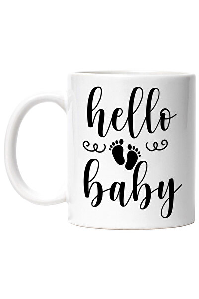StoryGift Romania Cana cu urme de pasi si textul "Hello, baby" - buna bebelus...