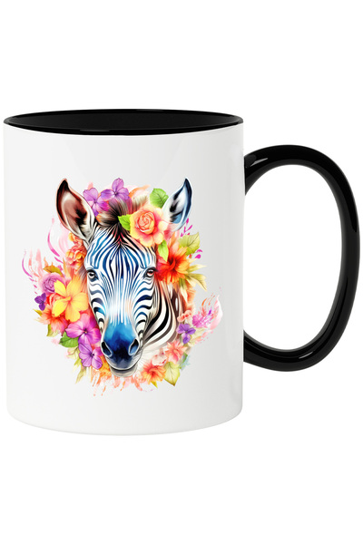 StoryGift Romania Cana cu o zebra serioasa | ilustratie | flori de diverse cu...