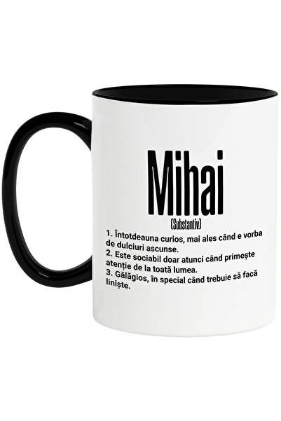 StoryGift Romania Cana Cu Numele Mihai, Cu Mesaj Amuzant, Curios, Sociabil, G...