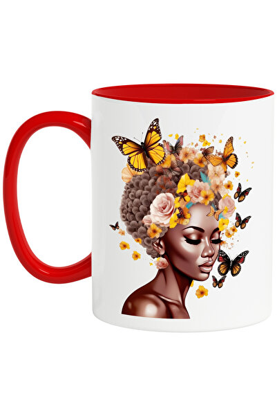 StoryGift Romania Cana cu o femeie afro | ilustratie | draguta | fluturi | fl...
