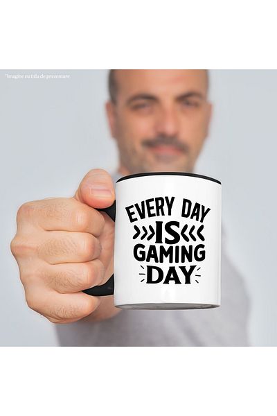 StoryGift Romania Mug for gaming enthusiasts with the message "Every day is gaming day" - games v, Cu,STG.