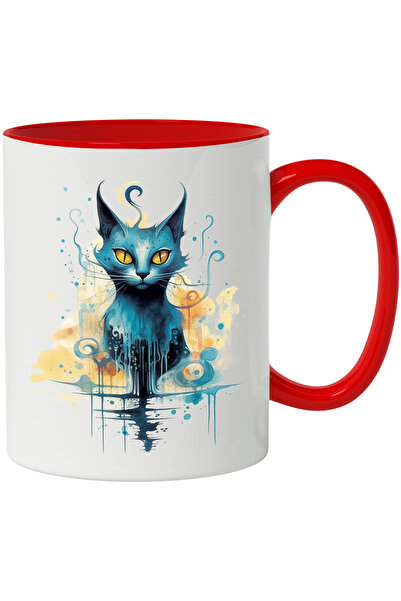 StoryGift Romania Cana Cu Pisica, Watercolor, Abstract, Ilustratie, Fantasy, ...