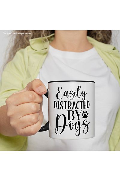 StoryGift Romania Mug for those who are easily distracted by dogs with Black Handle, With Black Handle