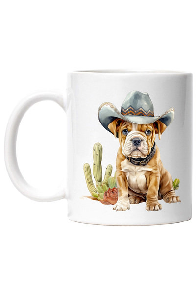 StoryGift Romania Cana cu un catel cu palarie de cowboy, ilustratie, Vestul S...