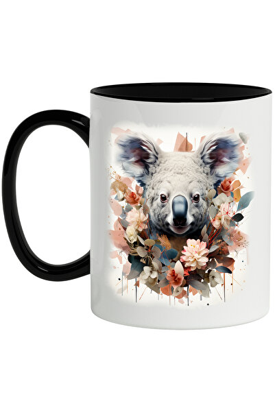 StoryGift Romania Cana Cu Urs Koala, Flori, Frunze, Ilustratie Abstracta, Mul...
