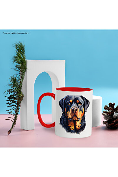 StoryGift Romania Mug with a Boxer dog, illustration, serious, man's best friend, black, With ,STG