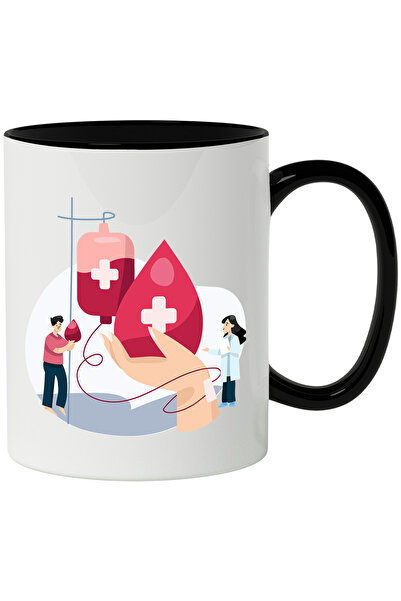 StoryGift Romania Cana Cu Donatie, Sange, Transfuzie, Doctor, Halat, Picatura, Multicolor 330 ml, , Cu Maner Negru