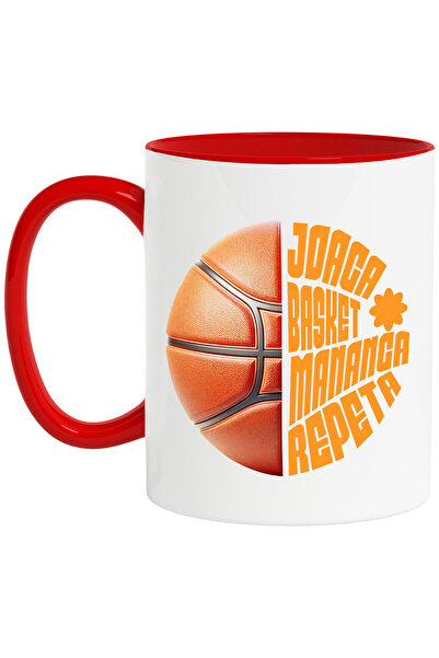 StoryGift Romania Cana cu Minge Baschet Design Complex Iubitorii De Sport Copii Rutina Zilnica Joa, Cu Maner Rosu