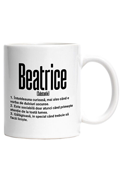 StoryGift Romania Cana Cu Numele Beatrice, si Mesaj Amuzant, Curioasa, Sociab...
