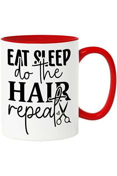 StoryGift Romania Cana cu textul "Eat sleep, do the hair, repeat" - mananca s...