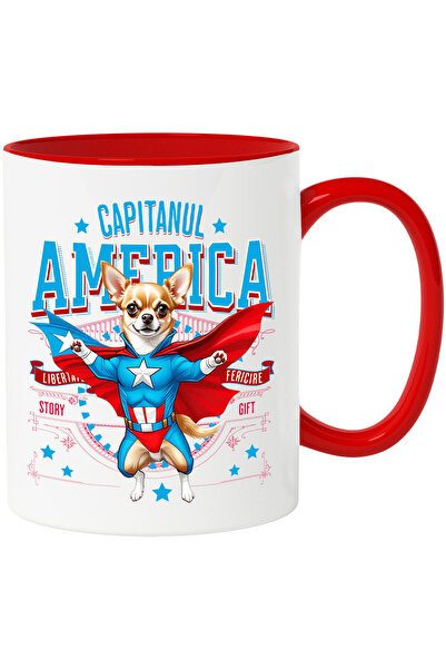 StoryGift Romania Cana cu Chihuahua Caine In Costum de Capitan America cu Pel...