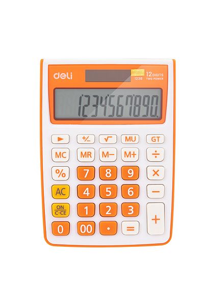 Deli Calculator Desktop 12 Digits White-Orange 1238 Deli
