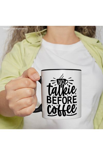 StoryGift Romania Mug with the text "No talkie before coffee" - without talking before coffee with Handle, With, STG