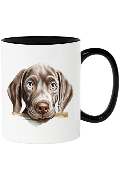 StoryGift Romania Cana cu un caine timid | ilustratie | ochi albastri | putin dezamagit | are nevo, Cu Maner Negru