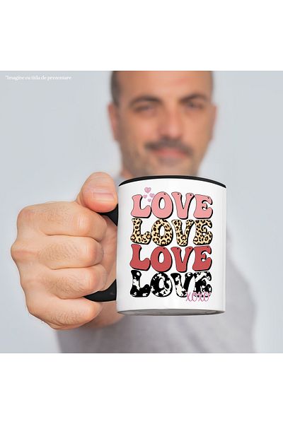 StoryGift Romania Heart mug with the message "Love, Love, Love, Love, xoxo", kisses, kiss, love, With, STG
