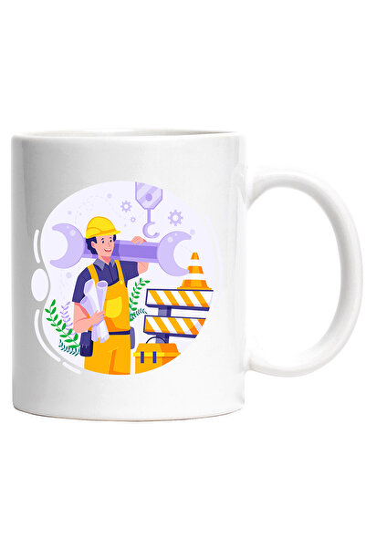 StoryGift Romania Cana Cu Muncitor, Constructii, Unelte, Cheie, Planuri, Echi...