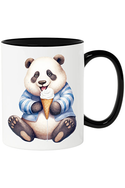 StoryGift Romania Cana cu un urs Panda vesel care tine o inghetata | ilustrat...