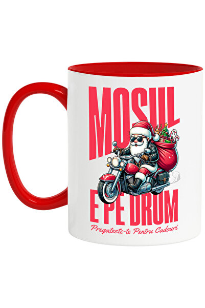 StoryGift Romania Cana cu Mos Craciun Cool Pe Motocicleta Text Mosul E Pe Dru...
