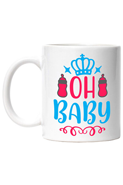 StoryGift Romania Cana cu textul in engleza "Oh, baby" - oh bebelusule biberoane coroana cu Maner , Cu Maner Alb