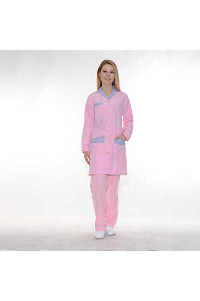 FORMTEKS Temizlik Önlük Pembe Çizgi Garnili