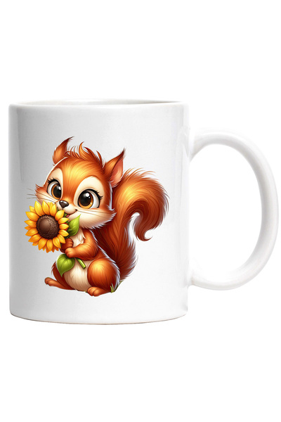 StoryGift Romania Cana cu o veverita vesela care tine o floare | ilustratie |...