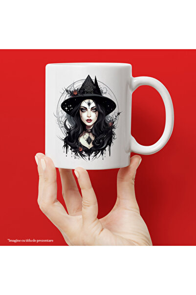 StoryGift Romania Cana cu o vrajitoare tanara frumusica, ilustratie, Hallowee...