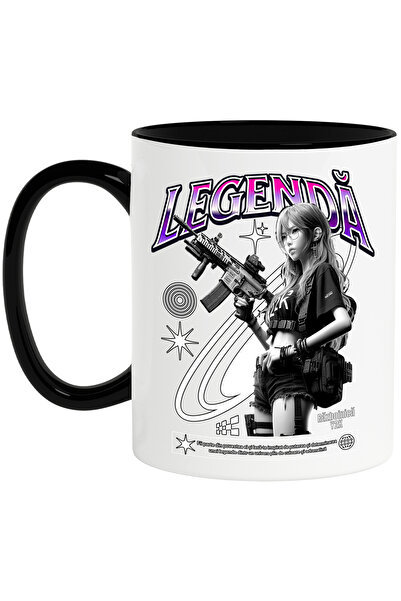 StoryGift Romania Cana Legenda fata razboinica cu mitraliera joc video, 330ml...