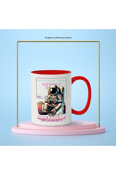 StoryGift Romania Gamer astronaut video games friday night mug, 330ml, Ceramic with Red Handle, With Handle, STG.