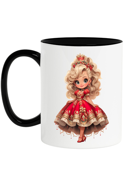 StoryGift Romania Cana cu o fetita dragalasa | ilustratie | ornamente rosii p...