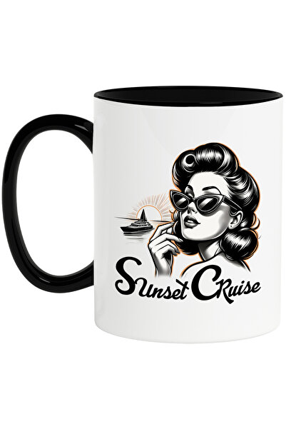StoryGift Romania Cana cu mesajul "Sunset cruise", ilustratie, stil retro, ve...
