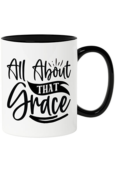 StoryGift Romania Cana cu textul "All about that grace" - totul despre acea gratie cu Maner Negru, Cu Maner Negru