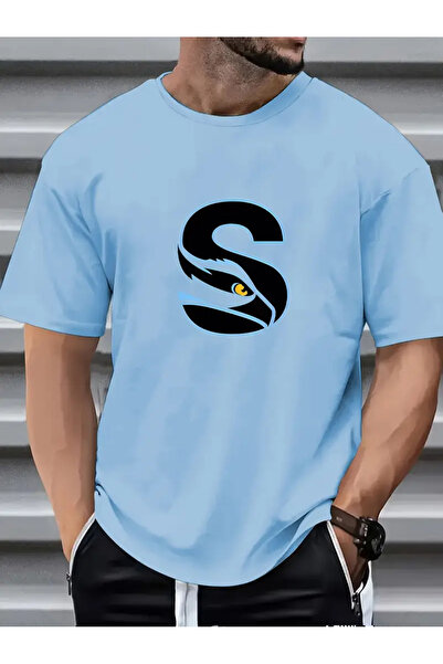 PENTHİLUS Men Short Sleeve Round Neck Geometric Pattern T-Shirt for Summer Outdoor Activities