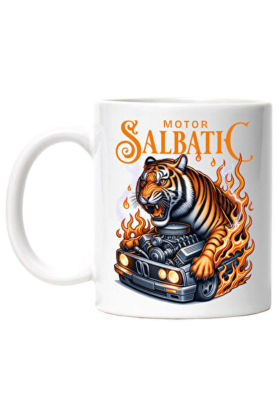 StoryGift Romania Cana motor salbatic tigru masina in flacari viteza, 330ml, ...