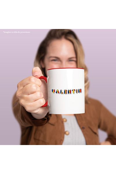 StoryGift Romania Mug With Name Valentin, Romania, Supporter, Romanian Flag, Patriot, 330ml, Ce, Cu, STG.