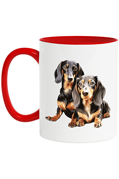 StoryGift Romania Cana cu 2 catei Dachshund, ilustratie, bucurie, curiosi, ju...