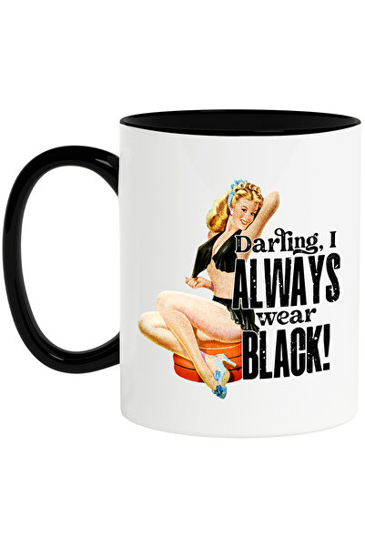 StoryGift Romania Cana cu mesajul "Darling, I always wear black!", ilustratie...