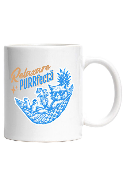 StoryGift Romania Cana Relaxare PURRfecta pisica in hamac cocktail, 330ml, Ce...