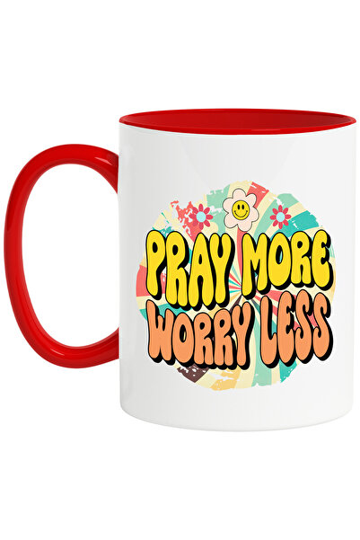 StoryGift Romania Cana cu mesajul "Pray more, worry less", stilul hippie, cul...