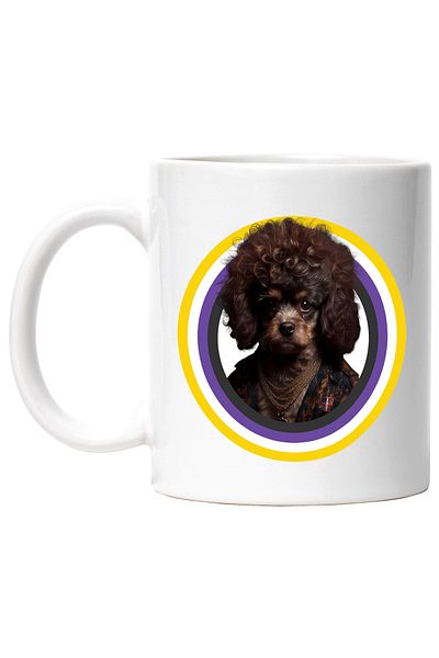 StoryGift Romania Cana Cu Caine, Cercuri, Coafura, Lant, Jacheta, Multicolor 330 ml, Ceramica cu M, Cu Maner Alb