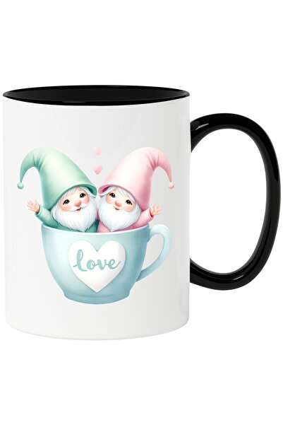 StoryGift Romania Cana cu doi Gnomi Fericiti, cu mesajul LOVE | 330ml | Ceram...